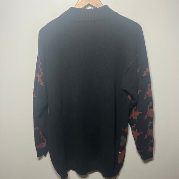 VTG 90s B. Diffusion Sweater Black Multi Embroidered Floral Beaded Artsy M - Picture 6 of 8